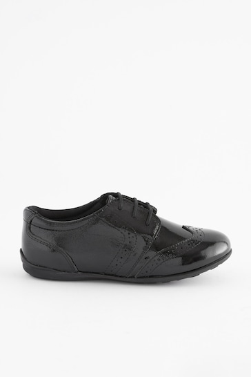 Black Patent Standard Fit (F) School Leather Lace-Up Brogues