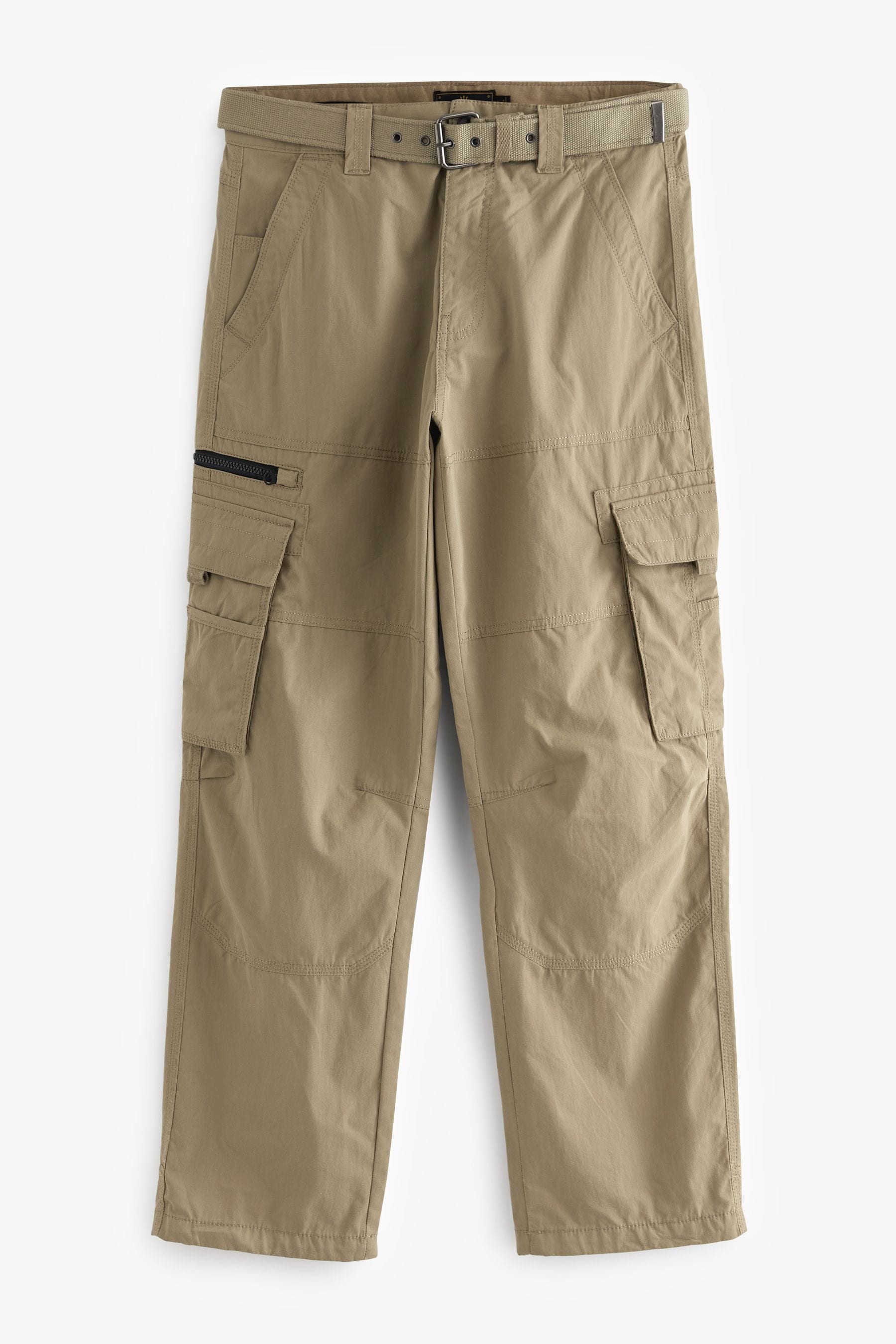 Buy Stone Relaxed Belted Tech Cargo Trousers from the Next UK online shop
