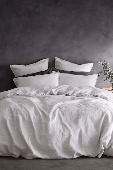 Lazy Linen Set of 2 White 100% Washed Linen Pillowcases