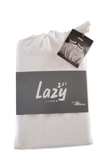 Lazy Linen White 100% Washed Linen Duvet Cover