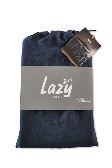 Lazy Linen Navy Blue 100% Washed Linen Duvet Cover