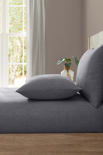 Lazy Linen Grey 100% Washed Linen Fitted Sheet