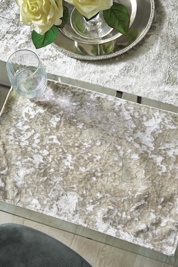 Catherine Lansfield Set of 2 Natural Crushed Velvet Placemats