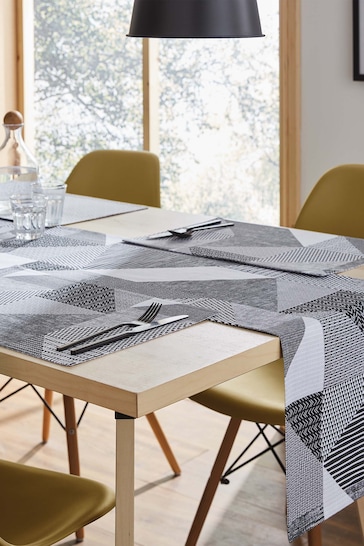 Catherine Lansfield Set of 2 Grey Larsson Geo Wipeable Placemats