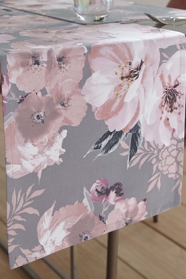 Catherine Lansfield Grey Dramatic Floral Table Runner