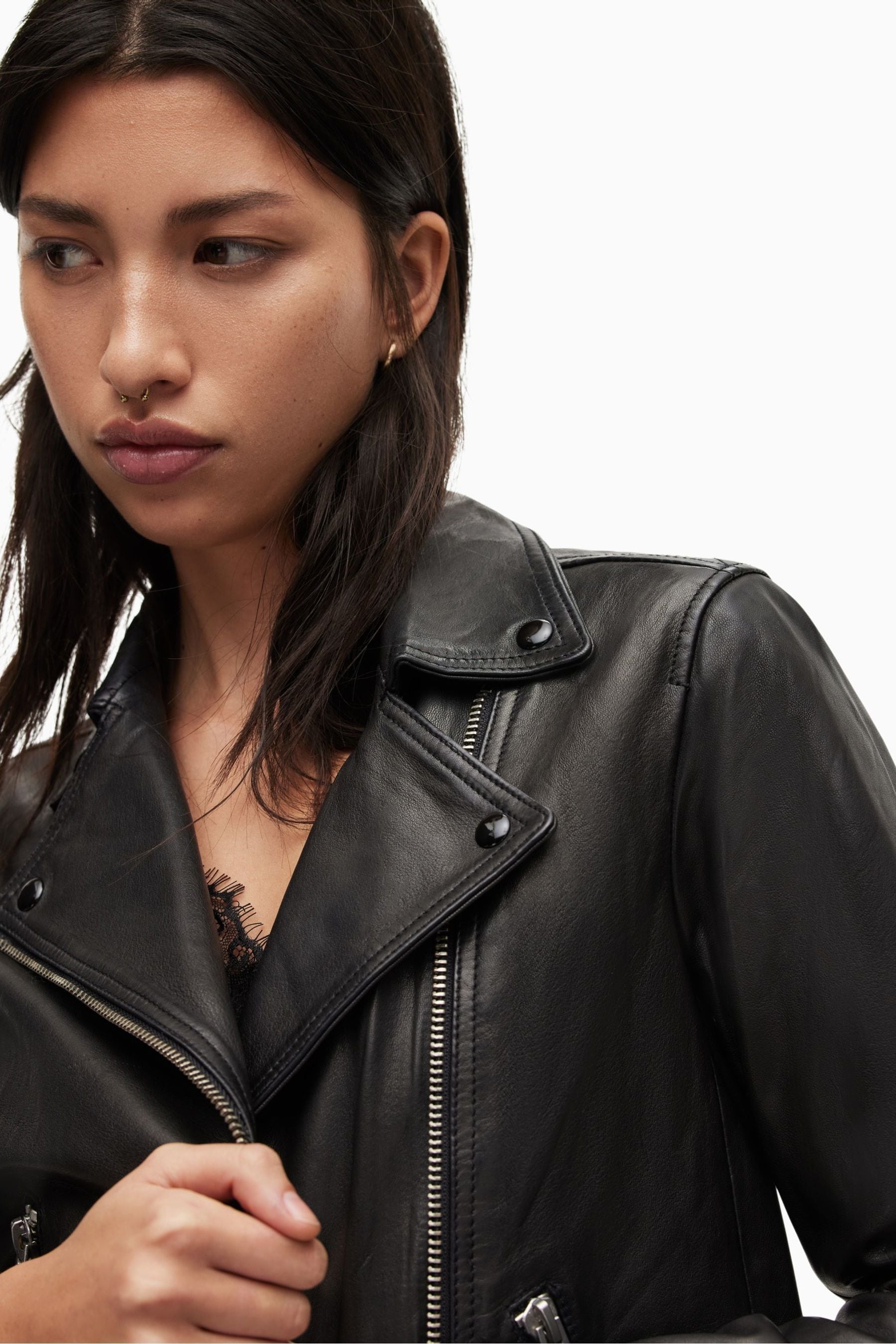 All saints on sale cream leather jacket