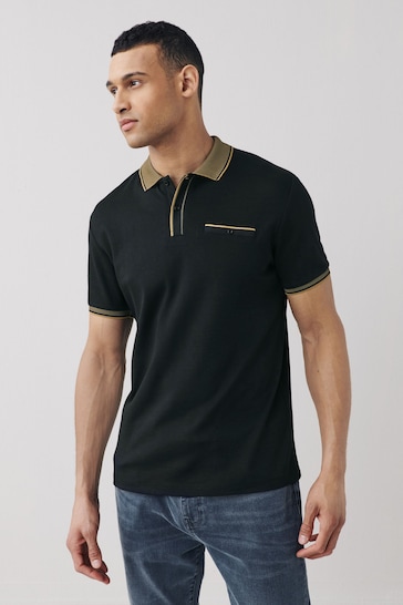 Black Smart Collar Polo Shirt