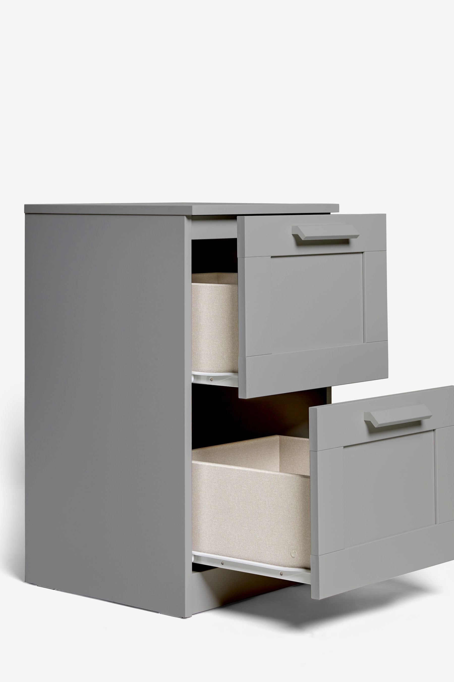 Grey Flynn 2 Drawer Bedside Table