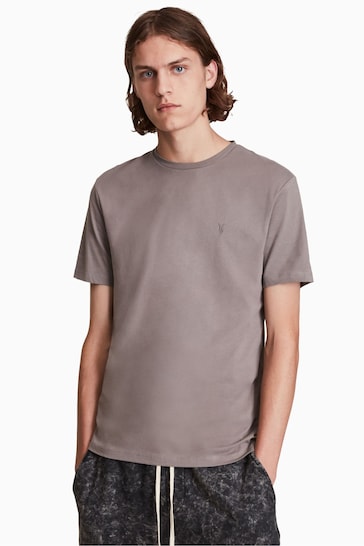 AllSaints Grey Brace Short-Sleeve Crew T-Shirt