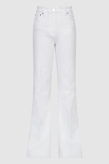 Reiss White Beau High Rise Skinny Flared Jeans