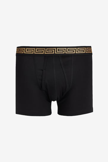 Black Metallic Pattern Waistband 4 pack A-Front Boxers