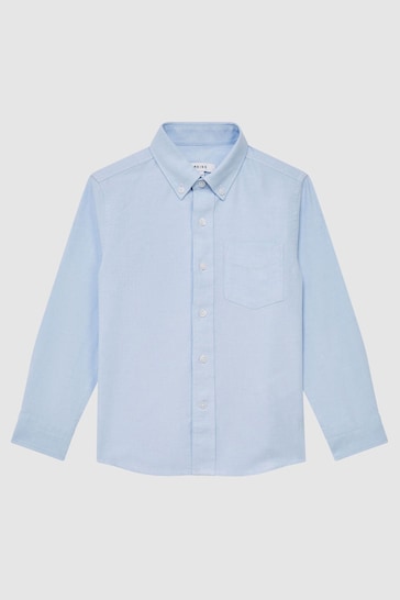Reiss Soft Blue Greenwich Junior Slim Fit Button-Down Oxford Shirt