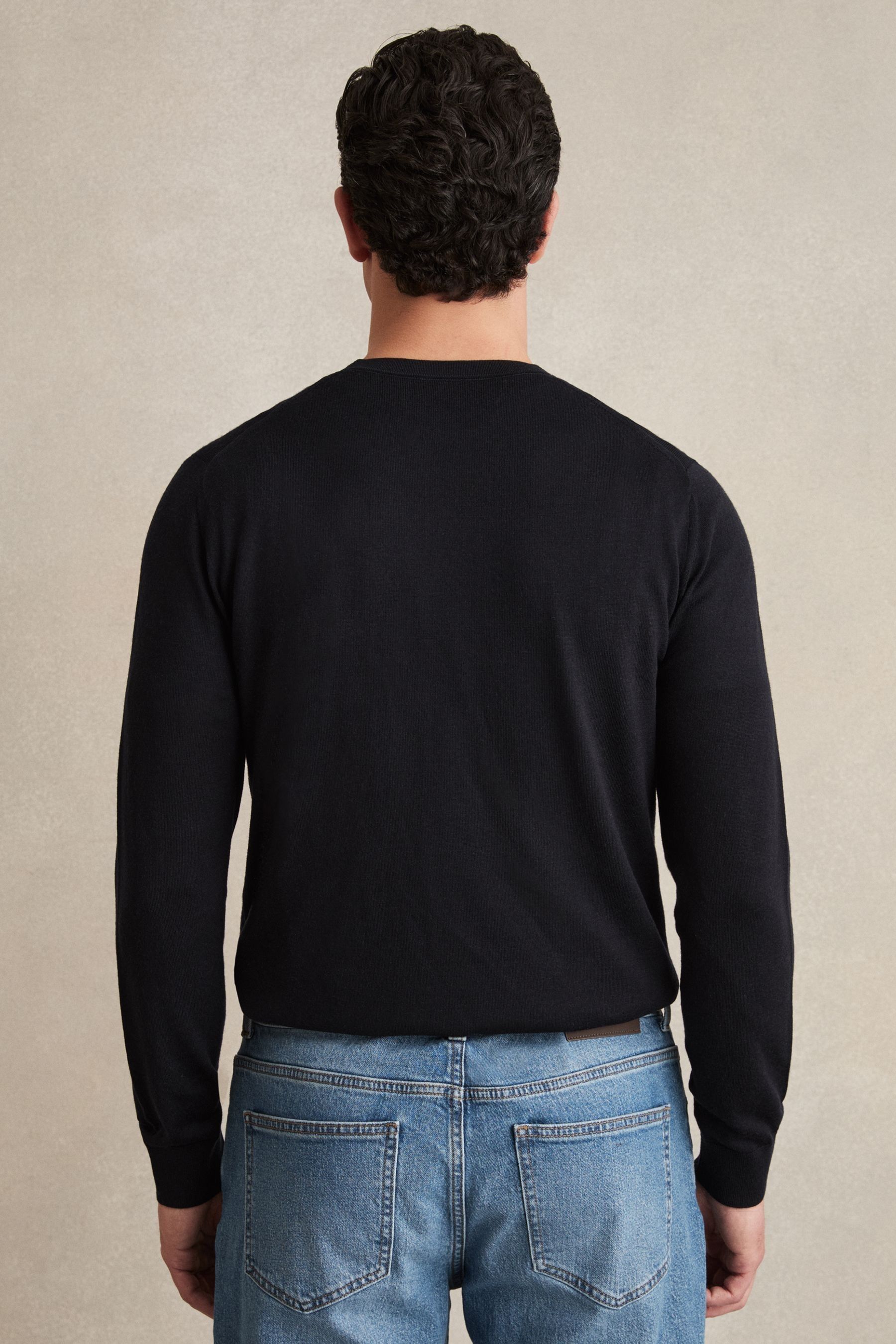 Buy Reiss Navy Wessex Merino Wool Crew Neck Jumper from the Next