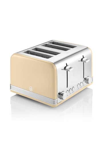 Swan Cream 4 Slice Retro Cream Toaster