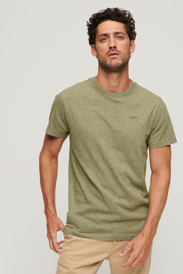 Superdry Grey Green Cotton Micro Embroidered T-Shirt