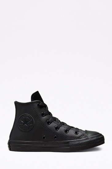 Converse Black Leather High Top Junior Trainers