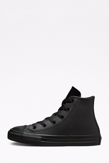 Converse Black Leather High Top Junior Trainers