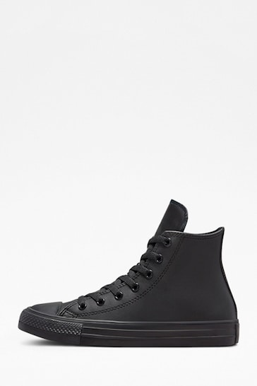 Converse Black Leather High Top Youth Trainers