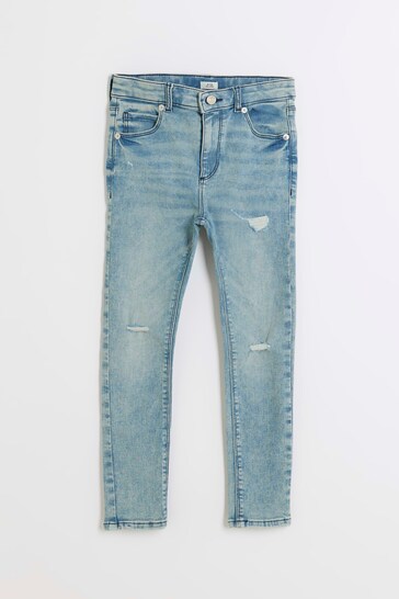 River Island Blue Boys Denim Mid Wash Super Skinny Jeans