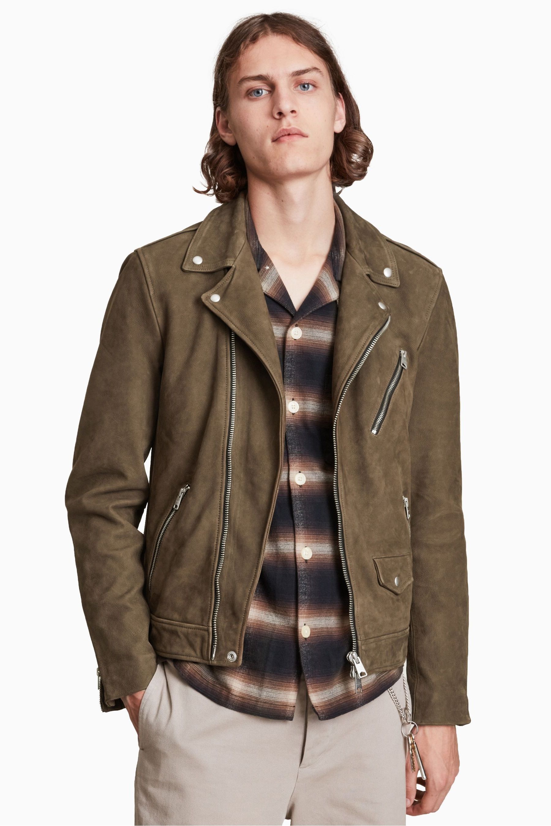 Buy AllSaints Green Niles Biker Coat from the Next UK online shop