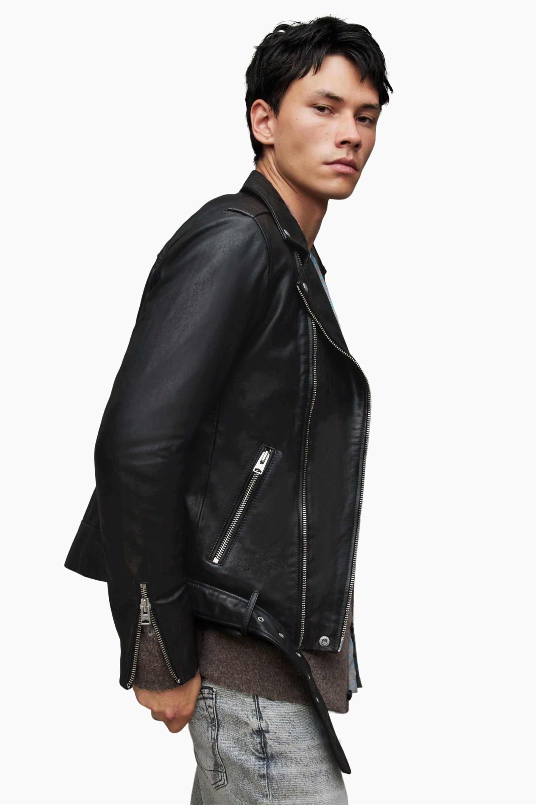 Allsaints wick leather clearance jacket