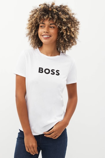 BOSS White Logo Print T-Shirt