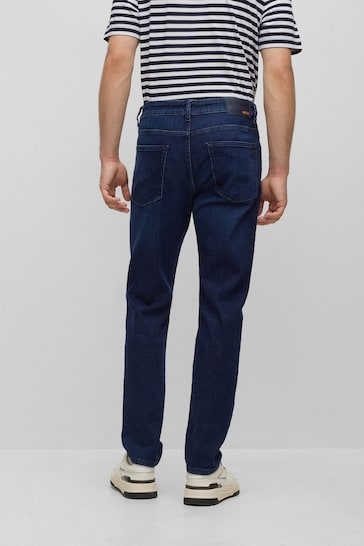 BOSS Navy Blue Maine Straight Fit Stretch Denim Jeans