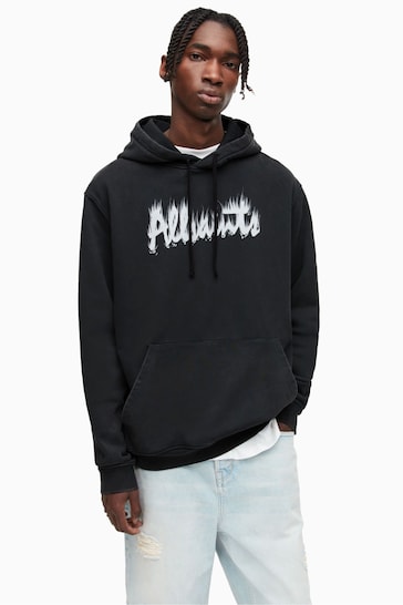 AllSaints Black Smudge Pullover Hoodie