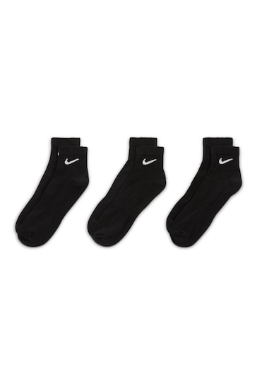 Nike Black Lightweight Everyday Ankle Socks 3 Pack