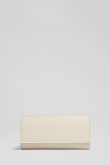 LK Bennett Erin Cream Leather Clutch Bag