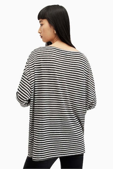 AllSaints Black Stripe Rita T-Shirt