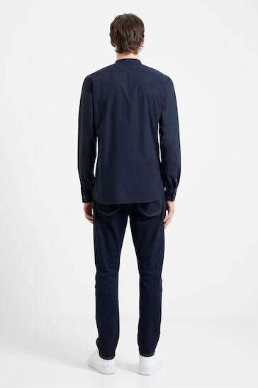 French Connection Navy Grandad Collar Long Sleeve Shirt