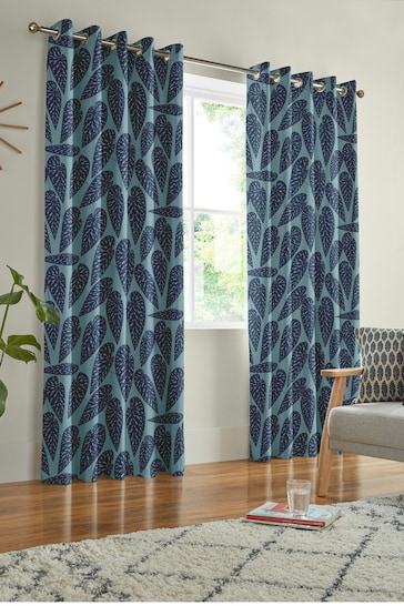 MissPrint Blue Leaf Tropics Made to Measure Curtains