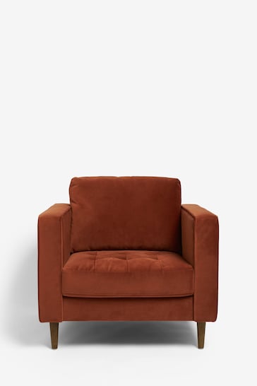 Soft Velvet Rust Brown Houghton Slim Arm Chair
