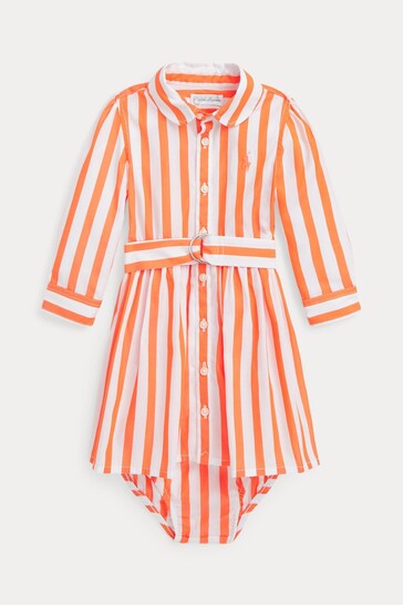 Polo Ralph Lauren Baby Orange Striped Shirt Dress