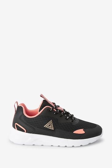 Black/Coral Standard Fit (F) Lace-Up Trainers