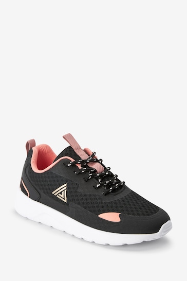 Black/Coral Standard Fit (F) Lace-Up Trainers