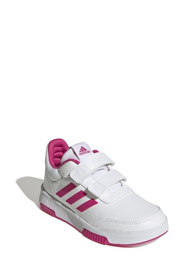 adidas White/Pink Kids Sportswear Tensaur Hook And Loop Trainers