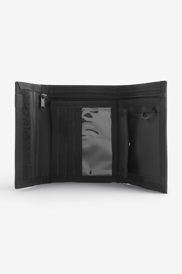 Black Touch Fastening Nylon Wallet