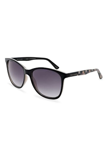 Ted Baker Black Amie Sunglasses With Ted Floral Printed Temples