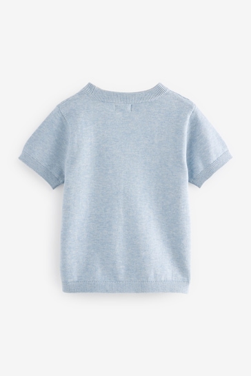 Blue Textured Knitted T-Shirt (3mths-7yrs)