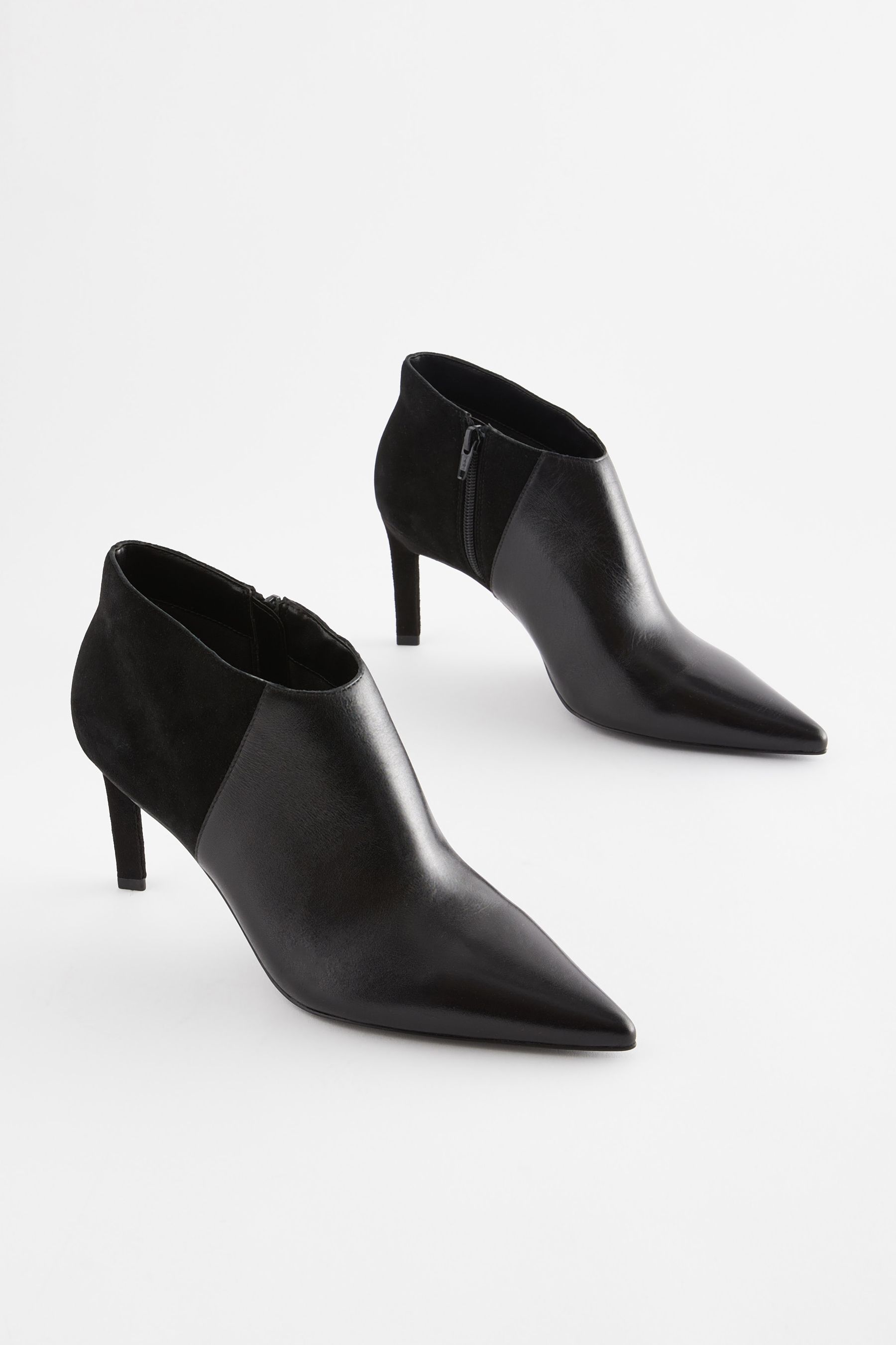 Black heeled top shoe boots uk