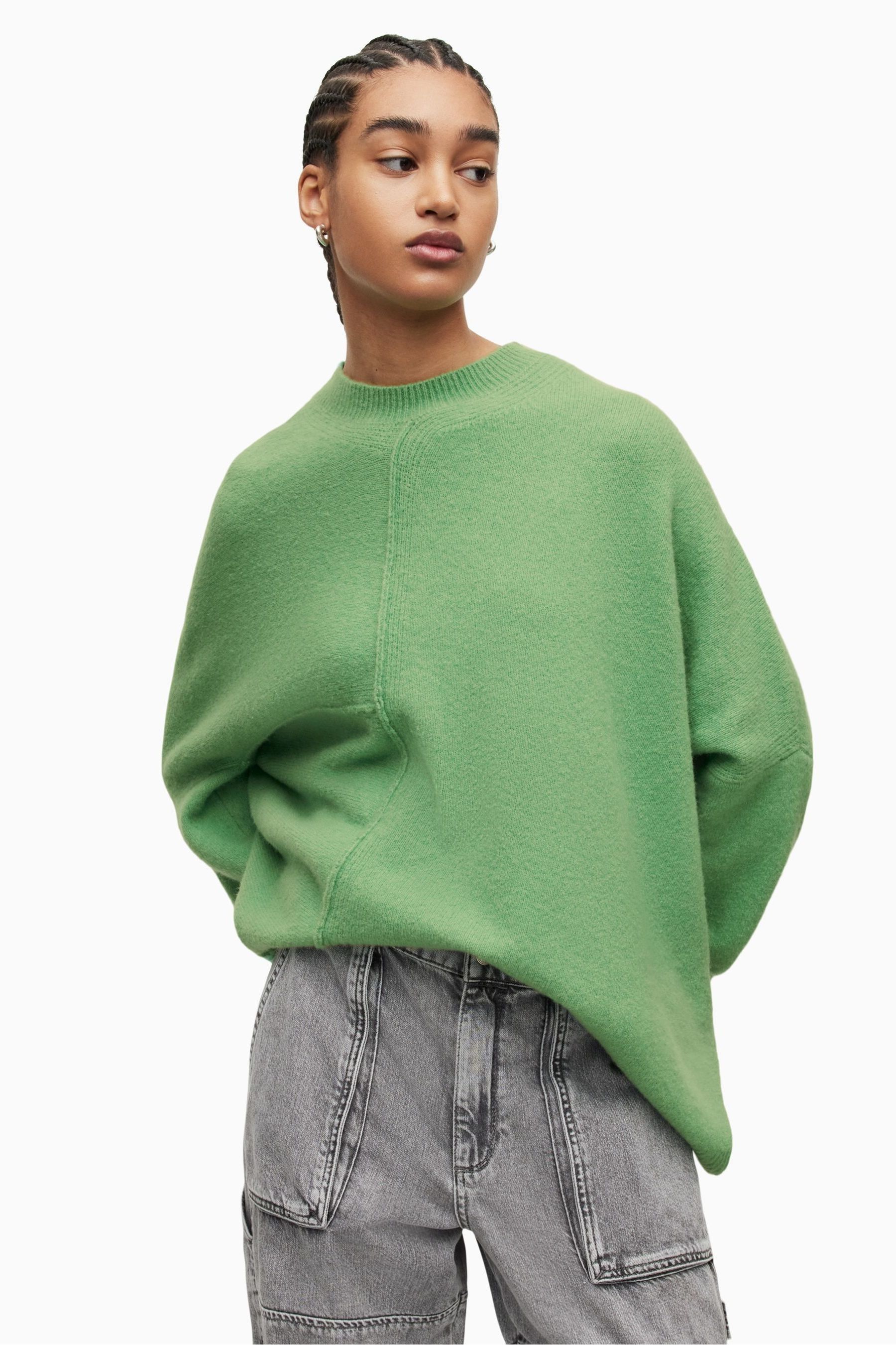 Green crew shop neck cardigan