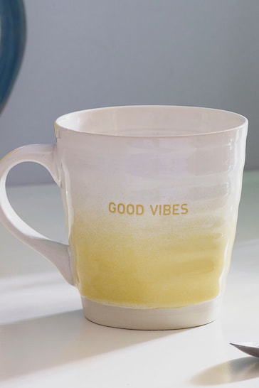 Yellow Good Vibes Glazed Mug