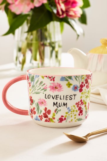 Pink Floral Loveliest Mum Mug