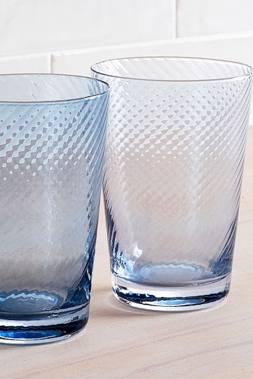Set of 4 Blue Swirl Tumbler Glasses