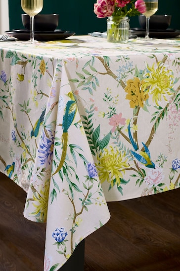 Natural Chinoserie Floral Wipe Clean Table Cloth