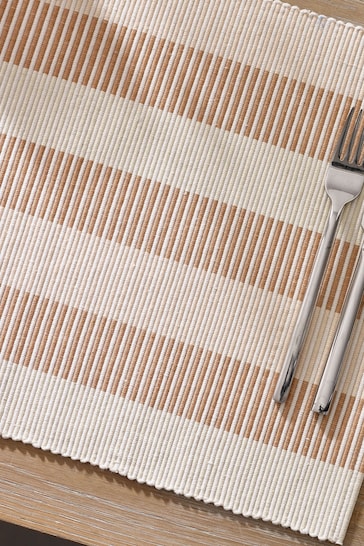 Natural Corded Ribbed Placemats Set of 2