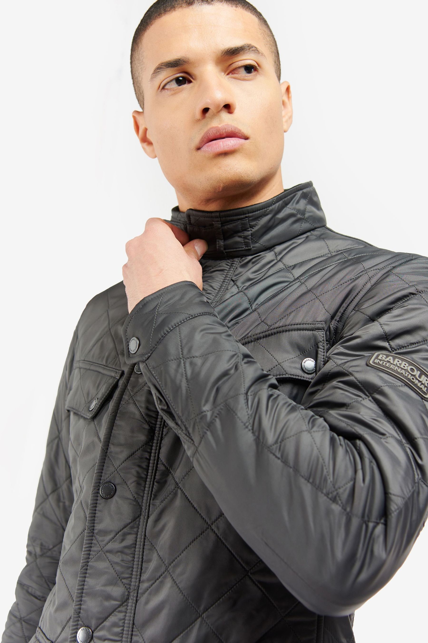 Barbour international ariel polarquilt sale quilted jacket grey