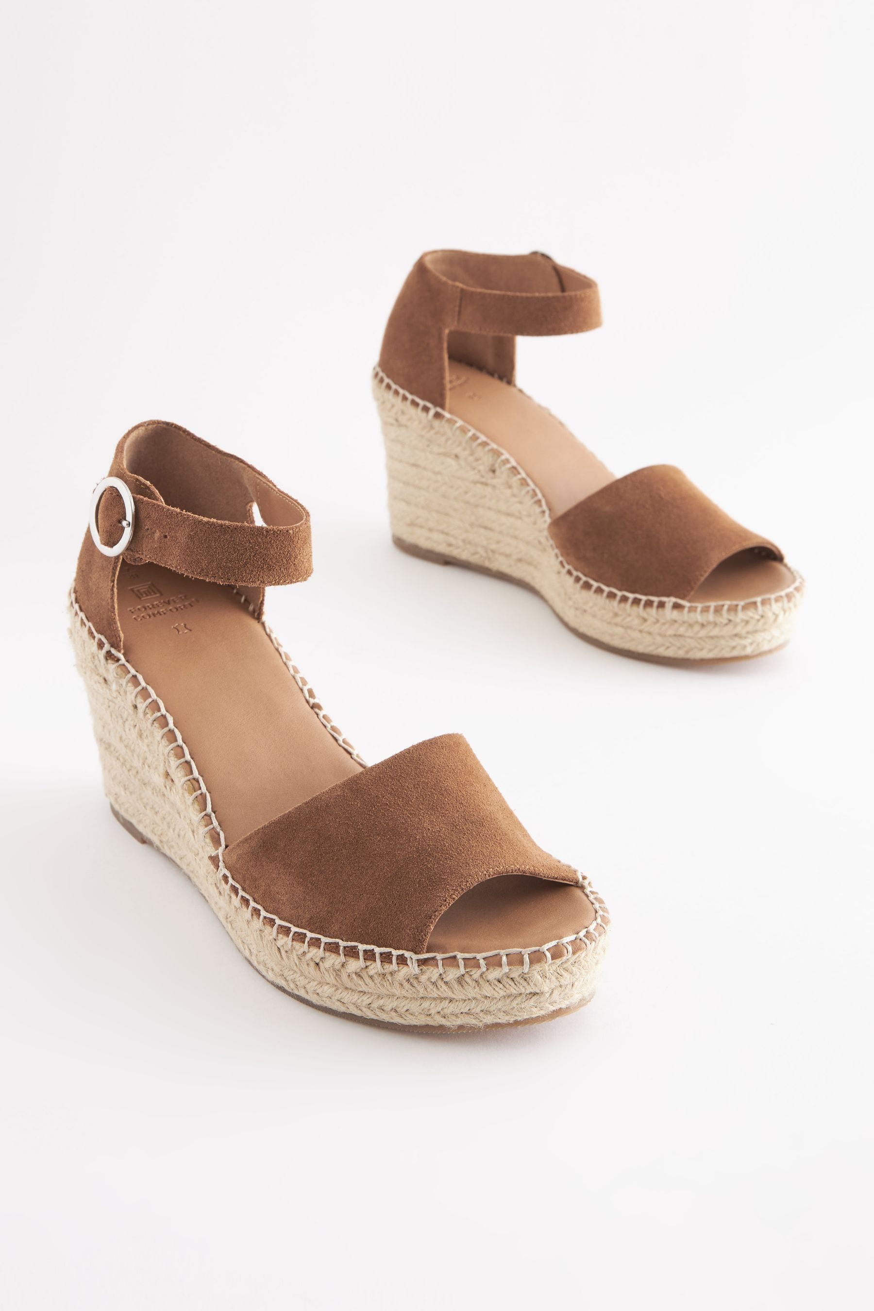 Buy Tan Brown Forever Comfort Suede Espadrille Wedges from the